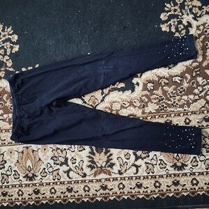 Place rhinestone leggings; Color: Black, Size:XXXL (18)